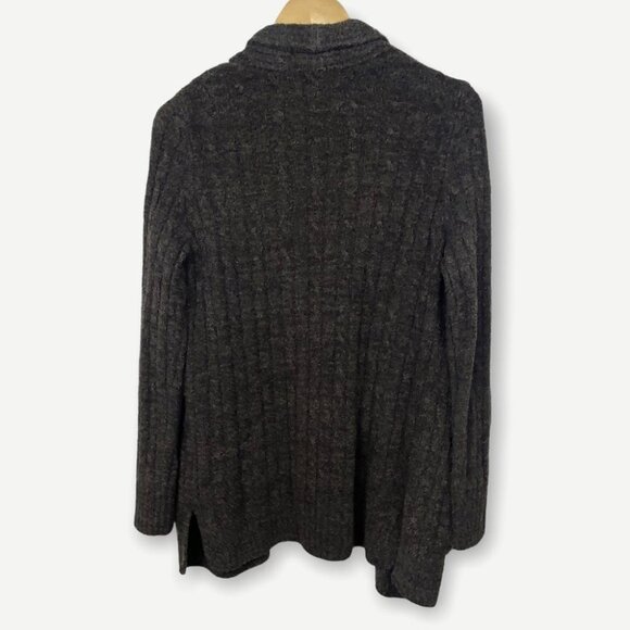 Barefoot Dreams Brown Cable Knit Fleece Cardigan Sweater Size XS Luxurious Boho‎ - Picture 6 of 12
